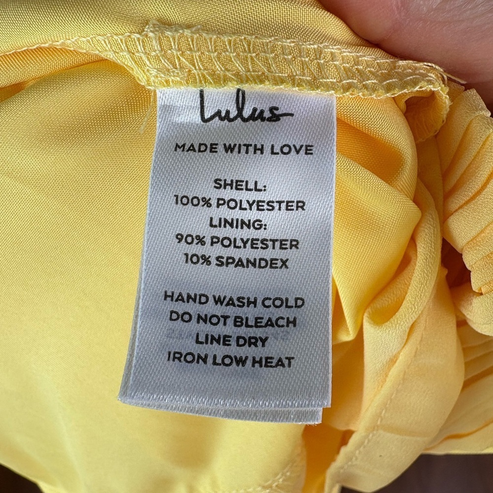 NWT Lulus Cascading Crush Butter Yellow Tiered Bustier Midi Dress - Size L - Picture 7 of 7
